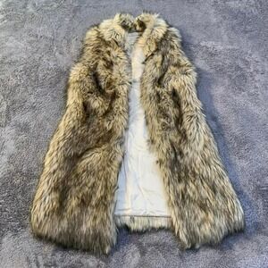 Michael Kors Brown and Cream Fall Faux Fur Downtown City Vest Size‎ Small